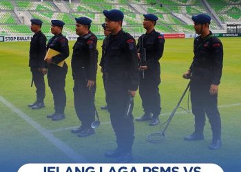 Jelang Laga PSMS vs PSPS, Tim Gegana Brimob Sterilisasi Stadion Utama Sumatera Utara