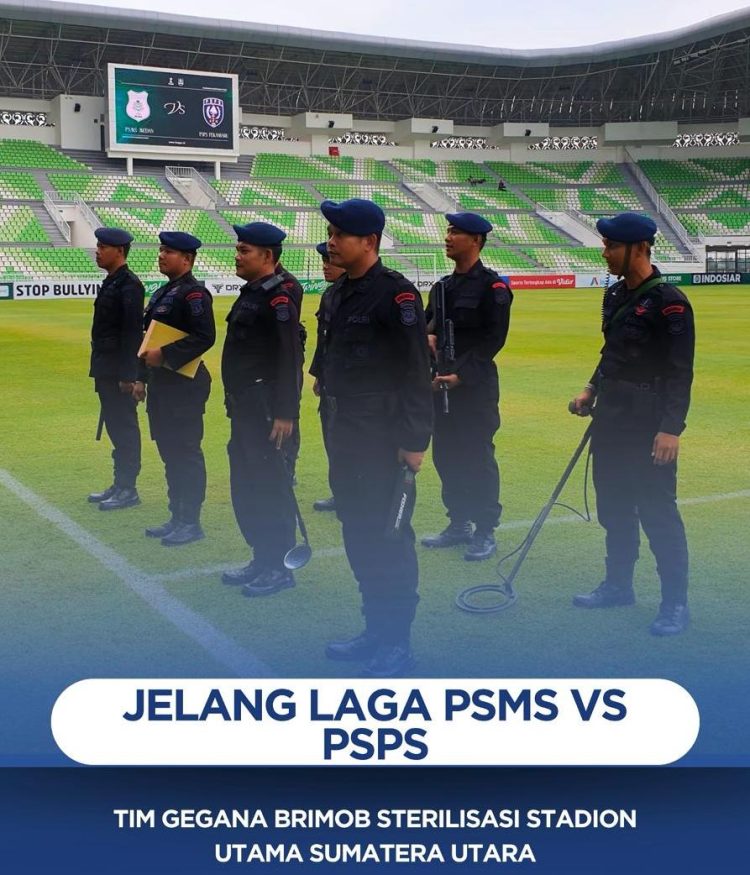 Jelang Laga PSMS vs PSPS, Tim Gegana Brimob Sterilisasi Stadion Utama Sumatera Utara