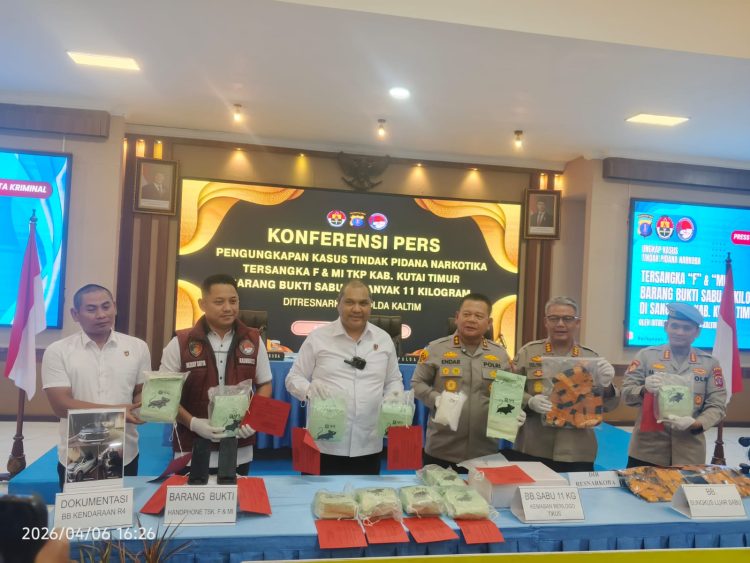Polda Kaltim Hantam Peredaran Narkoba: 11 Kg Sabu Disita, Jaringan Terputus Dibongkar di Kutai Timur