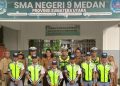 Sat Lantas Polres Pelabuhan Belawan Latih PKS di SMA Negeri 9 Medan