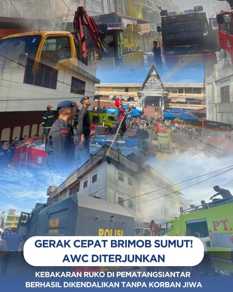 Gerak Cepat Brimob Sumut! AWC Diterjunkan, Kebakaran Ruko di Pematangsiantar Berhasil Dikendalikan Tanpa Korban Jiwa