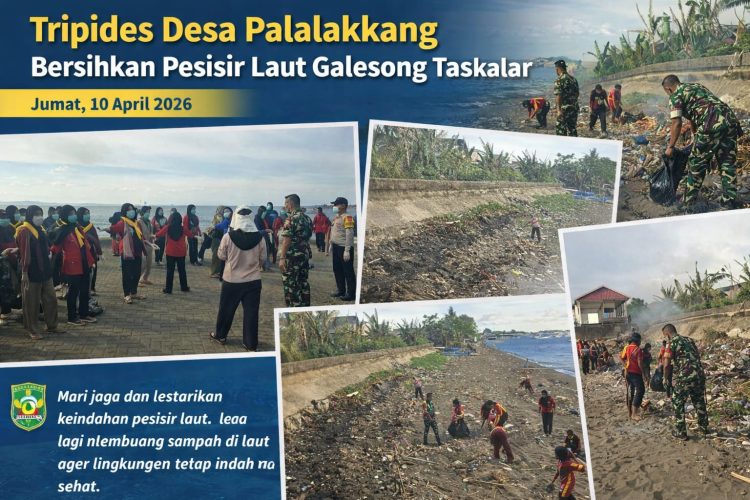 Tripides Desa Palalakkang Gelar Kerja Bakti Bersihkan Pesisir Laut