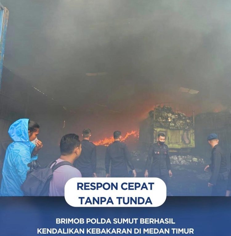 Respons Cepat Tanpa Tunda, Brimob Polda Sumut Berhasil Kendalikan Kebakaran di Medan Timur