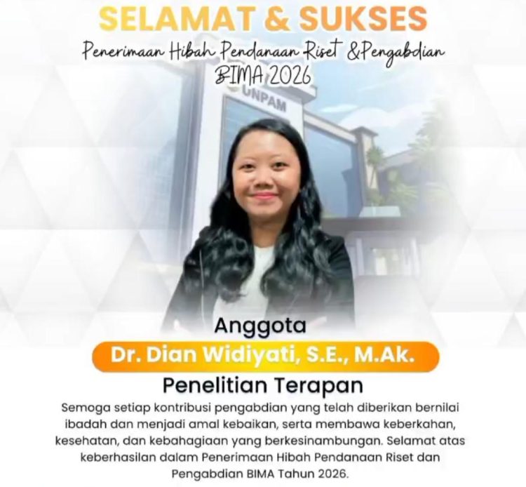 Dosen Pascasarjana Unpam Dr. Dian Widiyati Raih Hibah Riset & Pengabdian BIMA 2026