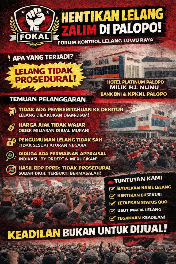 Ratusan Massa FOKAL Luwu Raya Kepung Pengadilan Negeri Palopo, Putusan Ditunda Dua Pekan