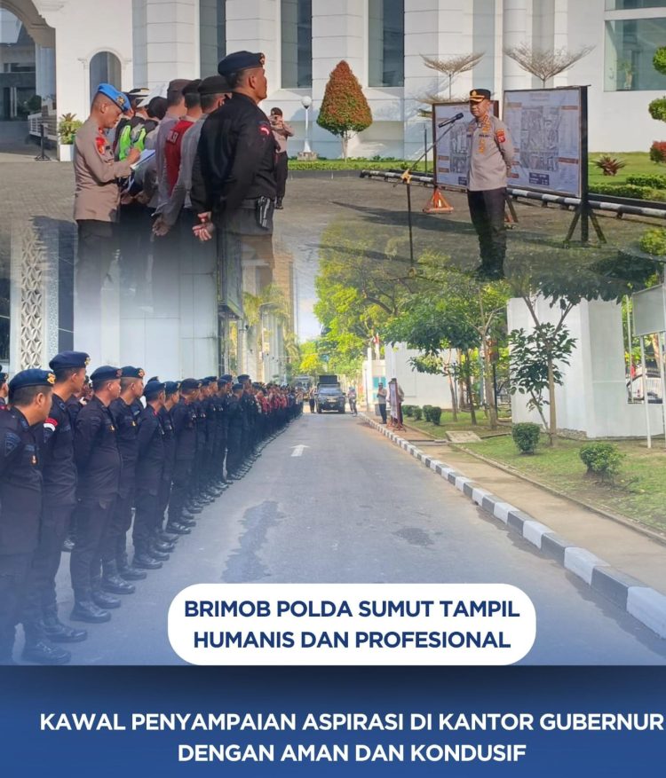 Brimob Polda Sumut Tampil Humanis dan Profesional, Kawal Penyampaian Aspirasi di Kantor Gubernur dengan Aman dan Kondusif