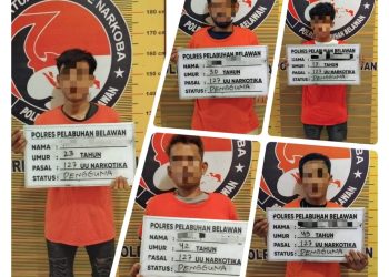 Kembangkan Kasus, Sat Narkoba Polres Pelabuhan Belawan Tangkap 2 Pengedar dan 5 Pengguna Shabu