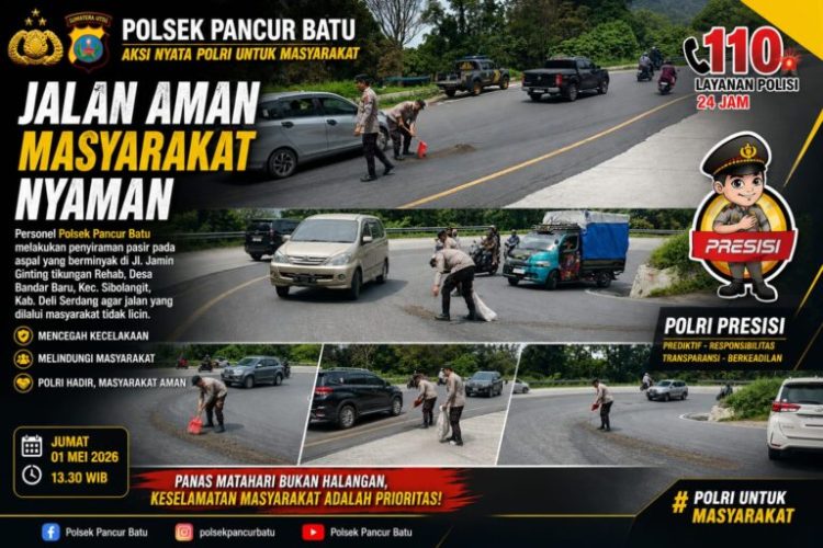 Respons Cepat Polisi Cegah Kecelakaan di Tikungan Rawan Sibolangit