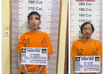 Polsek Hinai Bekuk Dua Terduga Pelaku Pencurian Jerjak Besi dan Pintu Rumah