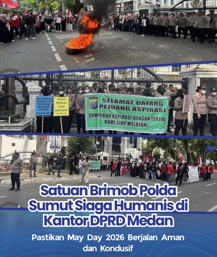 Satuan Brimob Polda Sumut Siaga Humanis di Kantor DPRD Medan, Pastikan May Day 2026 Berjalan Aman dan Kondusif