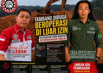 Diduga Tambang PT BBI Masih Beroperasi di Luar Izin, Ketua DPD BIMPAR Lebak dan Aktivis Lingkungan Desak ESDM Banten Jangan Hanya Pembinaan