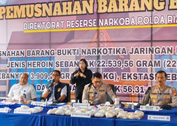 Sikat Narkoba,  Polda Riau Sita 213,5 Kg Narkotika