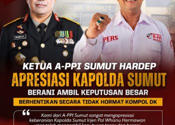APPI Sumut Apresiasi Langkah Tegas Polda Sumut Berhentikan Tidak Dengan Hormat Kompol DK