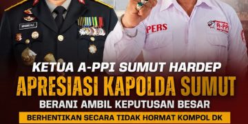 APPI Sumut Apresiasi Langkah Tegas Polda Sumut Berhentikan Tidak Dengan Hormat Kompol DK