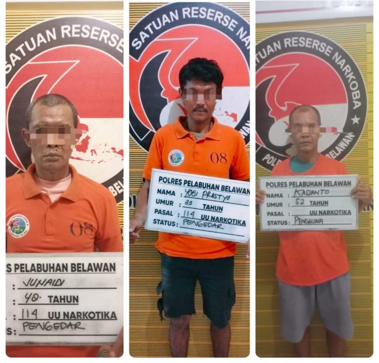 Dalam 1 Malam, Sat Narkoba Polres Pelabuhan Belawan Grebek 2 Lokasi Narkoba, 3 Pelaku Ditangkap