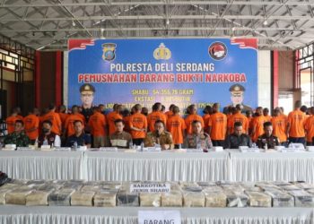 Polresta Deli Serdang Musnahkan 54,355 Kg Sabu 8,981 Butir Ekstasi dan 3,175 Buah Liquid Catridge