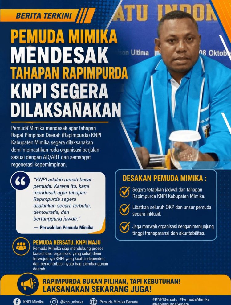 Pemuda Saireri Papua Desak KNPI Mimika Segera Gelar Rapimpurda untuk Satukan Organisasi Kepemudaan