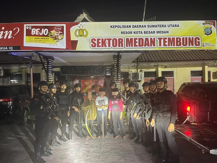 Patroli Dini Hari Brimob Polda Sumut Berhasil Gagalkan Tawuran dan Balap Liar di Kota Medan