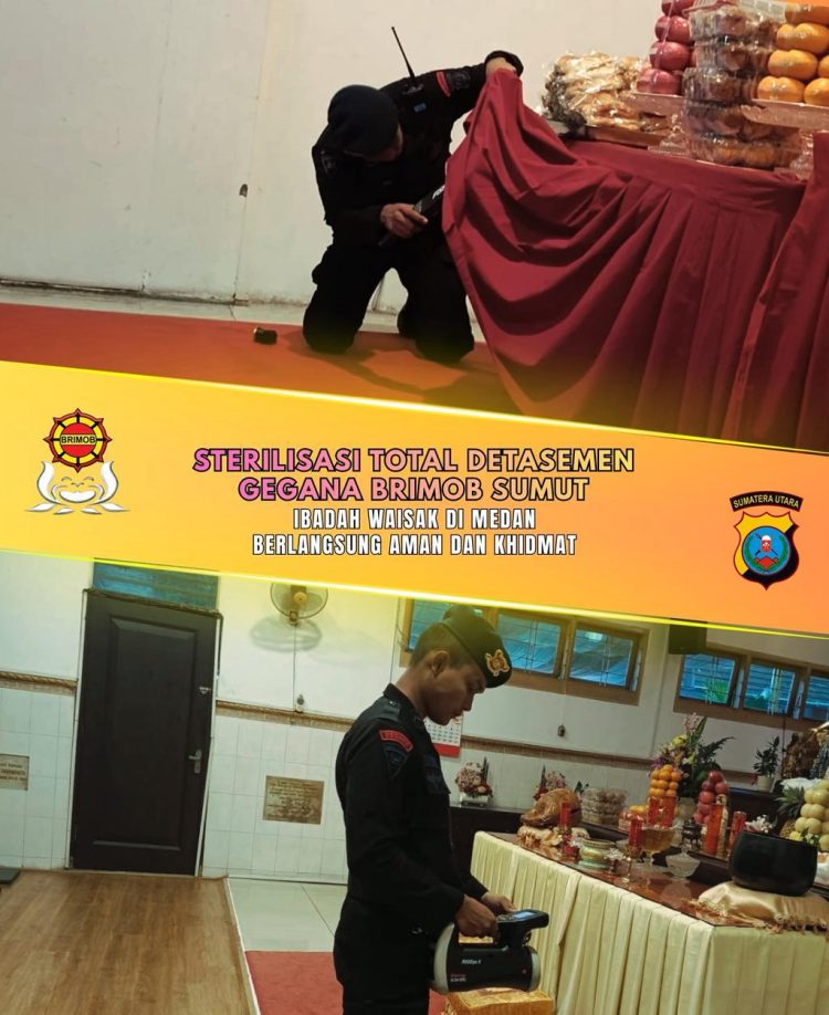 Sterilisasi Total Detasemen Gegana Brimob Sumut, Ibadah Waisak di Medan Berlangsung Aman dan Khidmat
