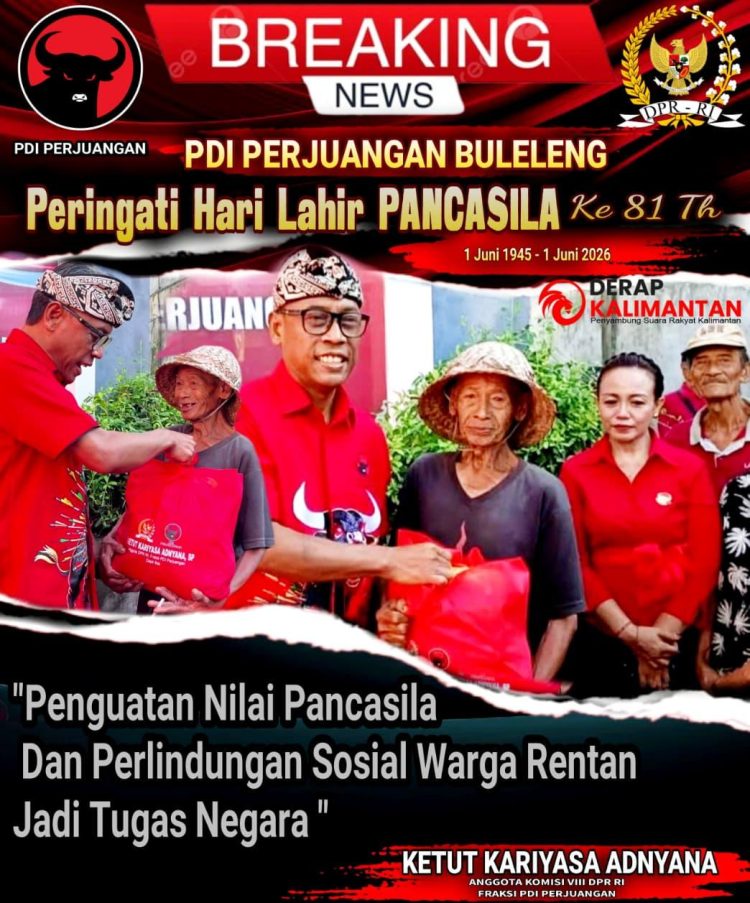 PDI Perjuangan Buleleng Peringati Hari Lahir Pancasila: Upacara Bendera dan Bantuan Sembako untuk Kelompok Rentan