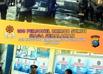 100 Personel Brimob Sumut Siaga Semalaman, Jaga Kondusivitas Wilayah dan Respons Cepat Aduan Masyarakat