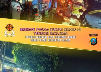 Brimob Polda Sumut Hadir di Tengah Malam, Patroli Gabungan KRYD Persempit Ruang Gerak Pelaku Kejahatan Jalanan