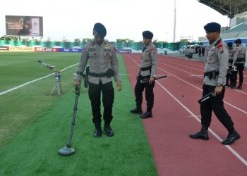 Jelang Laga Filipina Vs Australia, Gegana Brimob Polda Sumut Sterilisasi Stadion Madya untuk Pastikan Keamanan ASEAN U-19 Boys’ Championship 2026