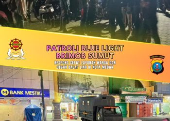 Patroli Blue Light Brimob Sumut, Respons Cepat Laporan Warga dan Cegah Balap Liar di Kota Medan