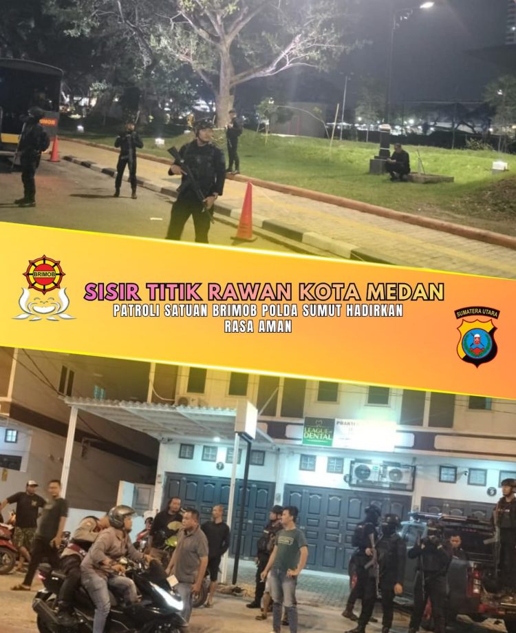 Sisir Titik Rawan Kota Medan, Patroli Satuan Brimob Polda Sumut Hadirkan Rasa Aman
