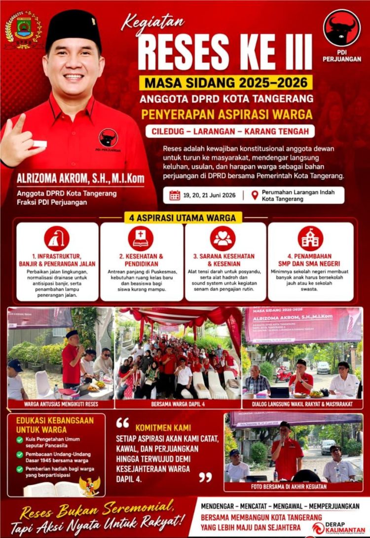 Anggota DPRD Kota Tangerang Serap Aspirasi Warga soal Infrastruktur, Kesehatan dan Pendidikan