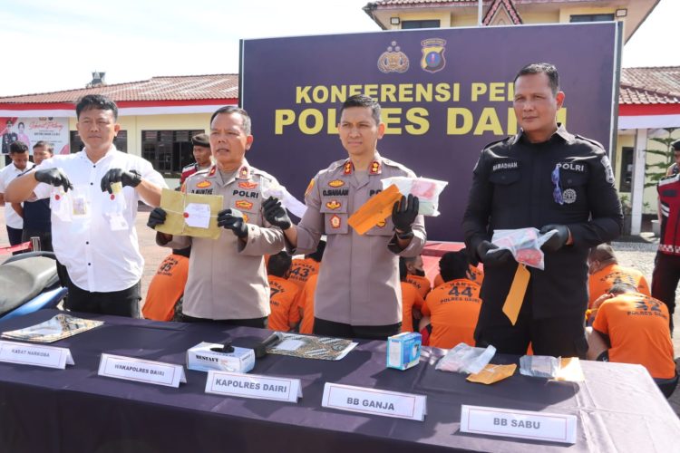Polres Dairi Ringkus 38 Tersangka dari 29 Kasus Narkoba Periode April – Juni 2026