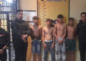 Respon Call Center 110, Tim Macan Polres Pelabuhan Belawan Amankan Empat Remaja Pelaku Tawuran