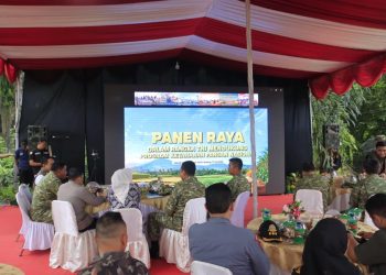 Dukung Ketahanan Pangan Nasional, Kapolres Langkat Bersama Jajaran TNI dan Forkopimda Hadiri Panen Raya Virtual di Sirapit
